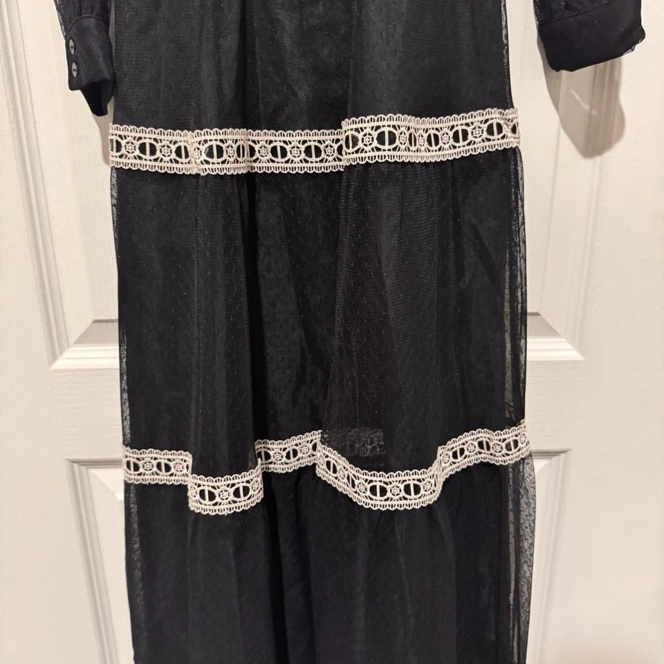 Blush By Us Angels Niños Vestido de Encaje Blanco y Negro con Bordado Blanco Talla 7 Foto 3 de 4