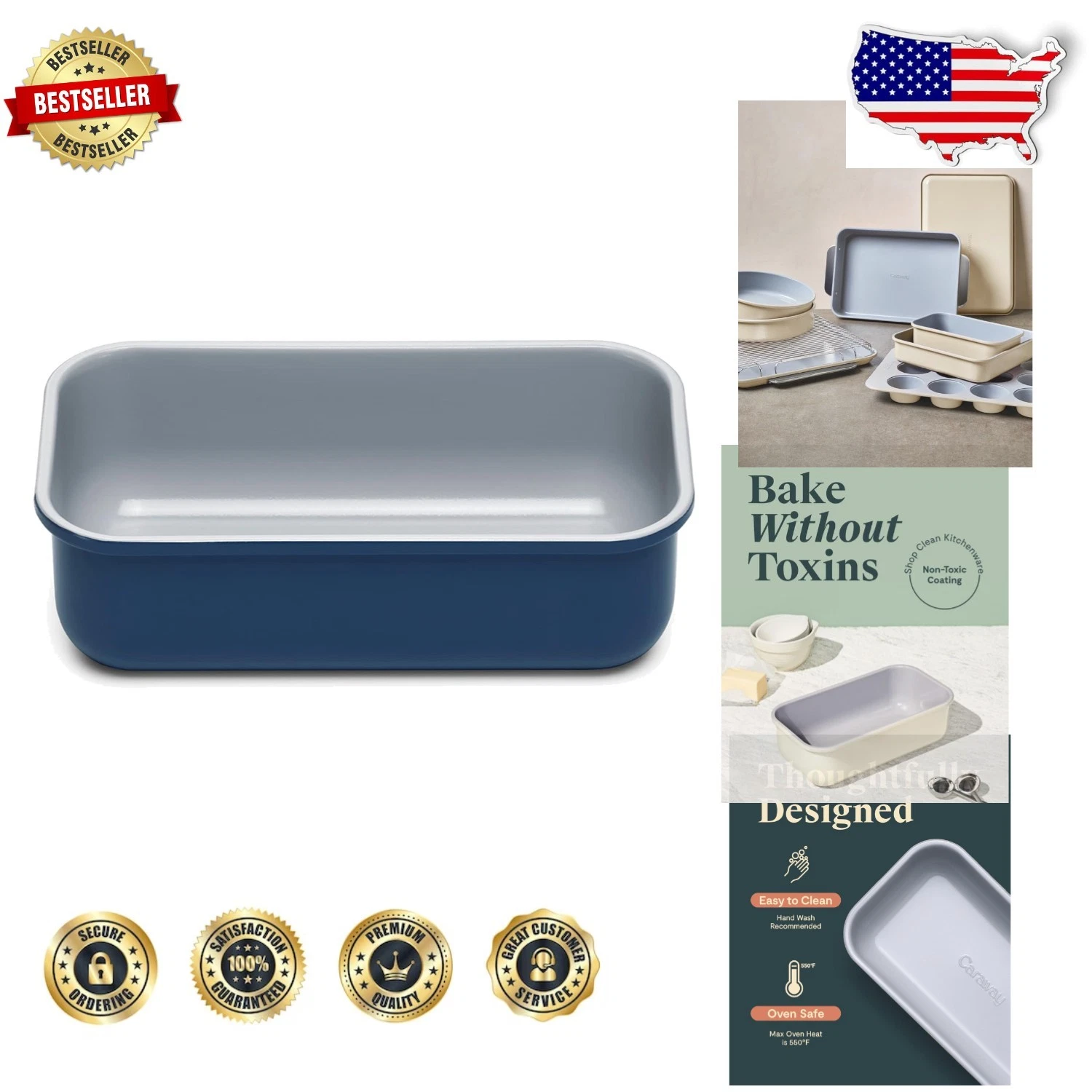 Professional Non-Stick Loaf Pan, 1lb, Navy, PTFE/PFOA Free, Quality