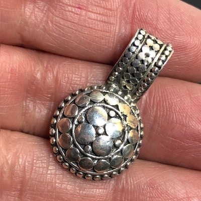 9759 Sterling Silber runder floraler Anhänger 925 Handarbeit Boho Style 6,2 Gramm