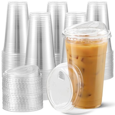 20 Oz Plastic Cups With Sip Lids Disposable Cold Drink Cups 100 Pack