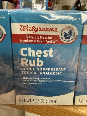 2 New Walgreens Chest Run Cough Suppressant Analgesic  3.53oz Each Exp 7/2028