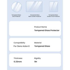 Ultra Clear Tempered Glass Screen Protector with 9H Hardness for Osmo Action 6
