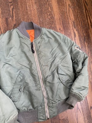 Vintage 60s Alpha Industries MA-1 Flight Jacket Mens Small Green Bomber USA 1969