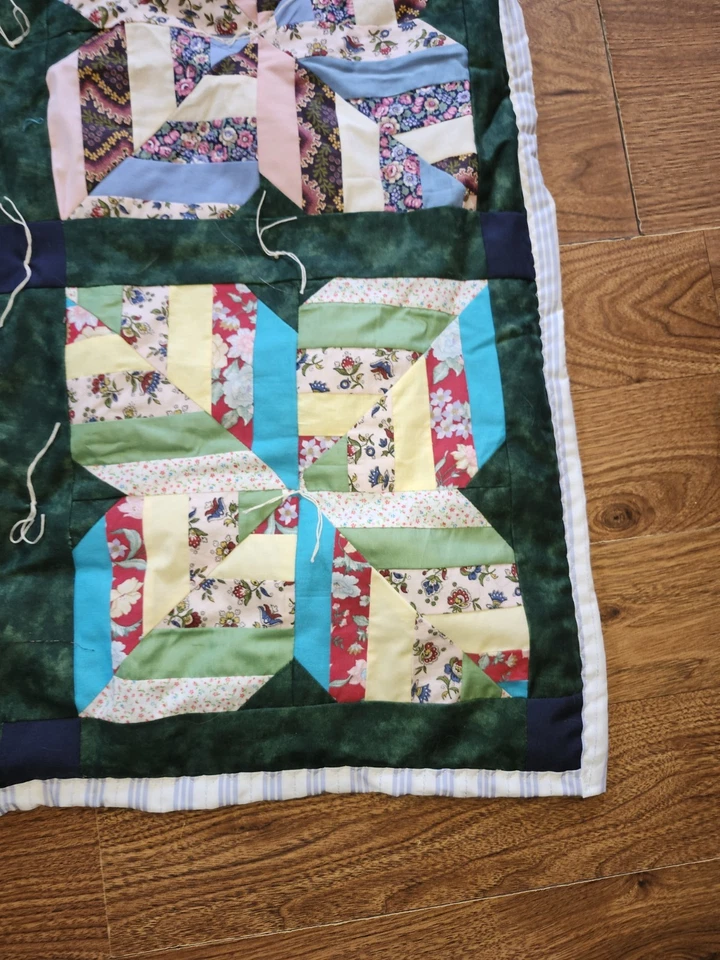 Vintage Hand Stitched Scrappy Quilt / Floral Granny Core 60” x 70” Twin - Image 2 of 4