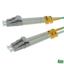 4M LC/UPC to LC/UPC OM4 Duplex MultiMode 50/125 Fiber Optic Patch Cable Aqua