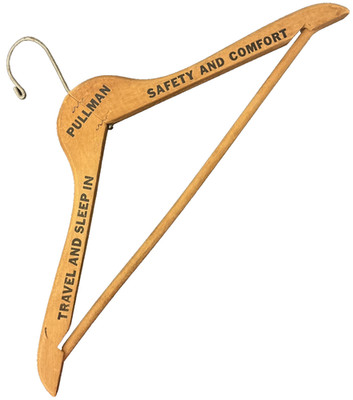 Pullman Train 17'' Wooden Coat Hanger ''Travel and Sleep in Safety and Comfort''