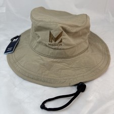 NWT Mission Cooling Bucket Hat One-Size Khaki UPF 50 Lightweight Embroidered