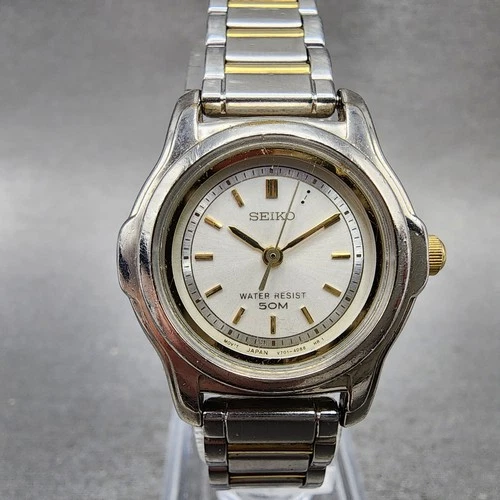 Seiko Watch Men 25mm Silver Dial Silver Tone Round V701-2j20 New Battery