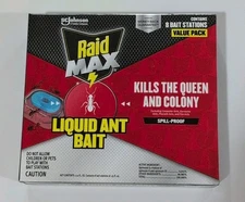 NWT SCJohnson Raid Max Liquid Ant Bait Trap Stations Outdoor/Indoor Home 8 Pack