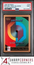 1990 SKYBOX #349 PORTLAND TRAIL BLAZERS TEAM CHECKLIST PSA 9