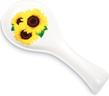 Ceramic Spoon Rest - Sunflower Flower Utensil Holder for Kitchen Decor