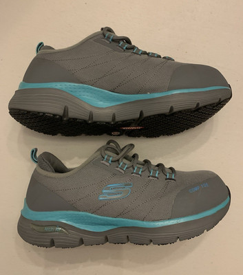 SKECHERS Arch Fit Composite Toe Slip Resistant Low Top Lace Up Sneakers