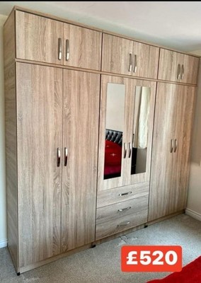 Brandneu schöner 7 Fuß 6 breiter 6 Türen Schrank mit Top Box KOSTENLOSE MONTAGE  