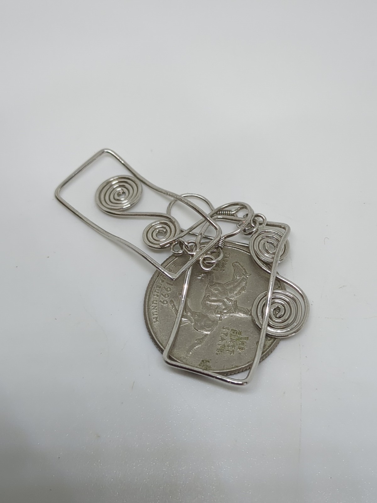 Sterling Silver 925 Rectangular Swirls Dangle Ear… - image 4