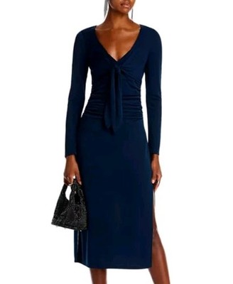 Cinq à Sept Size 4 Peacock Blue Brenna Tie Front Midi Dress MSRP $395