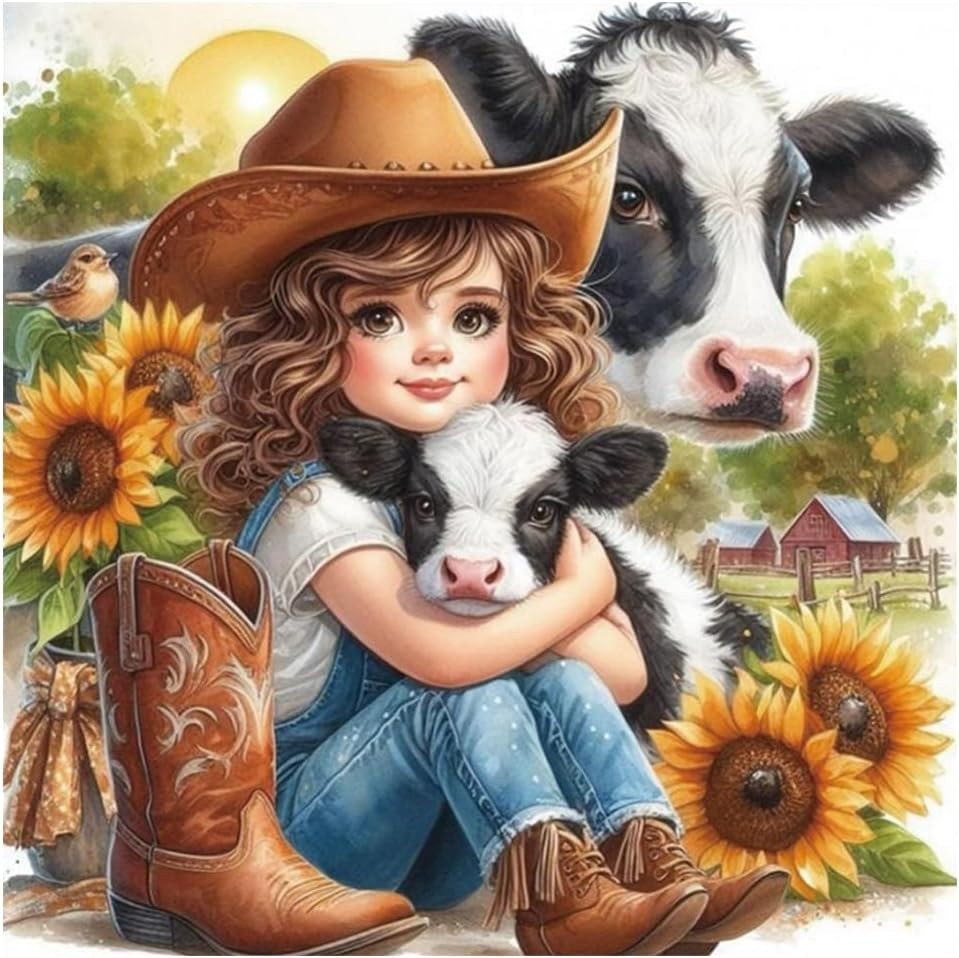 HKLIOPU Highland Cow Diamond Art Kits Adults,5D Diamond Painting Kits for Adults