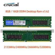 Crucial 8GB 16GB 32GB DDR4 2133 2400 2666 3200 MHz DIMM Desktop Memory 288-Pin