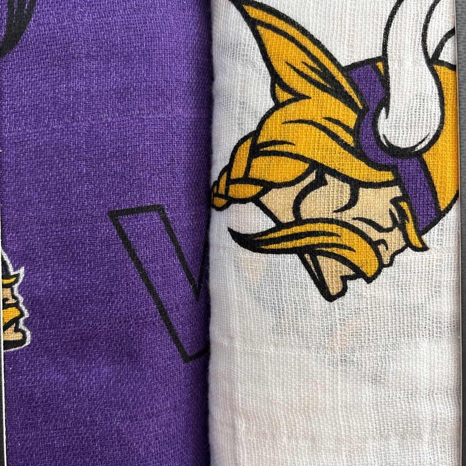 Nuevo Juego de 2 mantas de envoltura Minnesota Vikings NFL Fútbol Futuro Fan Bebé Foto 4 de 4