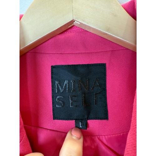 Mina gilet blazer senza maniche donna taglia grande rosa un bottone leggero - Foto 4 di 7