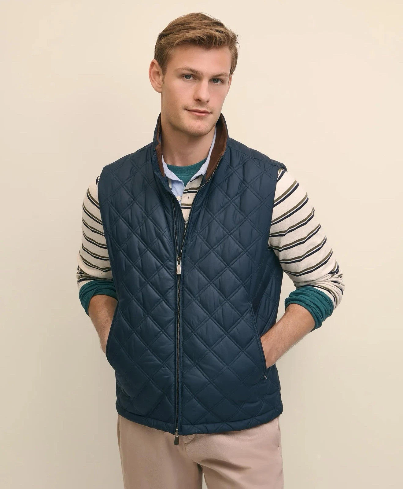 Brooks Brothers Men's Quilted Full Zip Polyester Vest w/ Pockets Blue M - product detail image 8