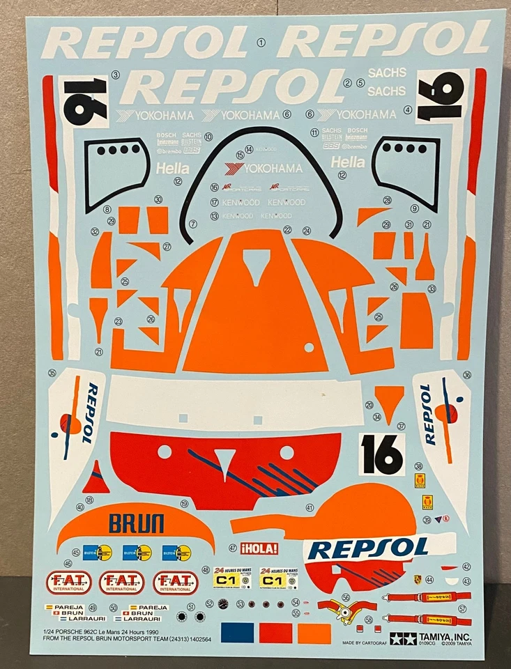 TAMIYA 1/24 - Ref: 24313 - PORSCHE 962C - REPSOL BRUN TEAM - 24H LE MANS 1990 - Immagine 3 di 4