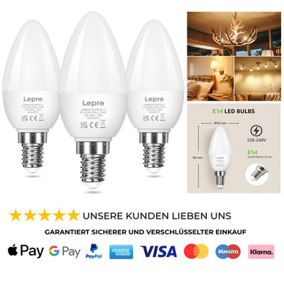Lepro E14 LED Warmweiss 4,9W 470 Lumen 27