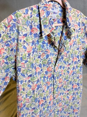 Vtg Reyn Spooner Aloha Hawaiian Morning Glorys Floral Reverse Print Shirt Blu XL