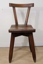 Chaise brutaliste style montagne en bois massif – vintage 1950