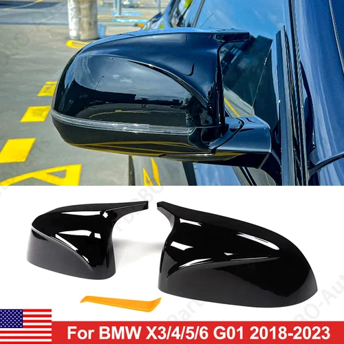 Gloss Black Door Wing Mirror Cover Caps For BMW X3/4 iX3 X5/6/7 G01 G02 G05 G06 