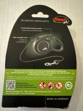 Flexi New Classic Cord Leash 10' ft Black for XS Dogs 18lbs max - Black