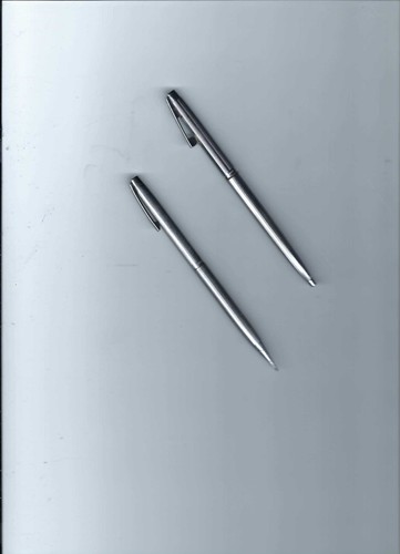 Vintage Sheaffer Lifetime White Dot Lined Steel BallPoint Pen & Twist Pencil Set
