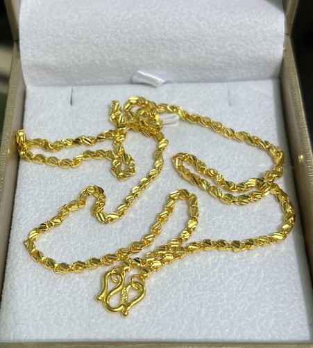 24k Solid Gold Unisex Square Box Chain Necklace. 20 Inches. 9.90 Grams - Picture 5 of 11