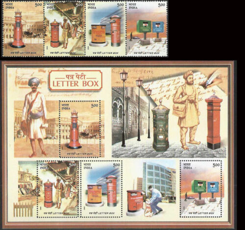 Letter Box 2005 Miniature Sheet & Setenant se-tenant Postal India post Briefkast