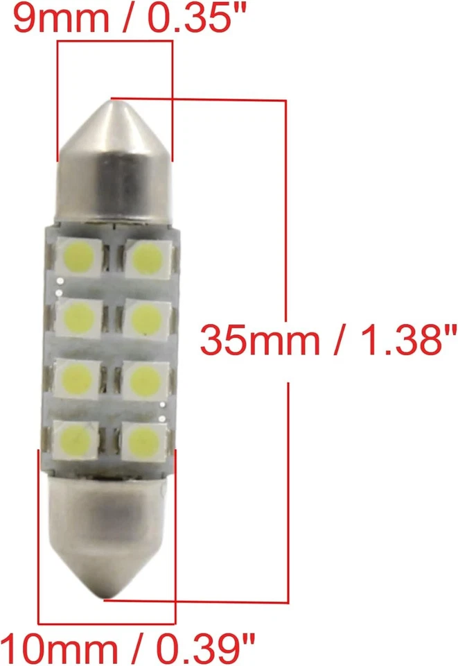 (2X) 35MM 3W LED FESTOON WHITE NUMBER PLATE BULBS 239 35MM C5W - Image 2 of 4