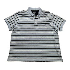 Ralph Lauren Chaps Polo Shirt Mens 2XL Easy Care Blue Striped Short Sleeve