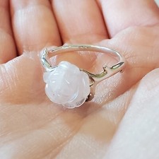 Sterling Silver 925 Rose Quartz Flower Ring Stamped 925 RJ10 Size 10 Chipped