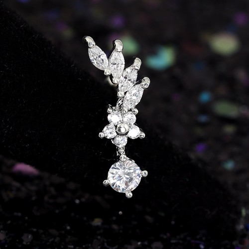 Gem Crystal Ear Cartilage Helix Ring Bar Stud Ear Cuff Climber Piercing Earring - Picture 148 of 268