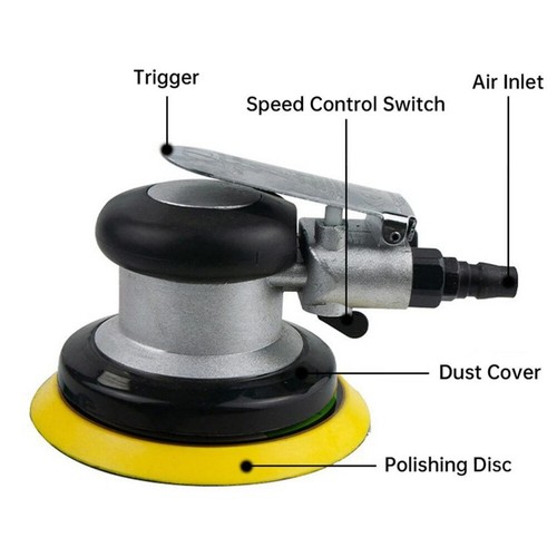 5 Inch Air Random Orbital Palm Sander with Speed Regulation for Polishing HOT - Picture 8 of 12