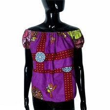 African Print Two Sides Multicolor Off the Shoulder Blouse
