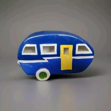 RETRO VINTAGE LOOK CERAMIC CAMPER TRAILER TABLETOP NIGHT LIGHT BATTERY OP