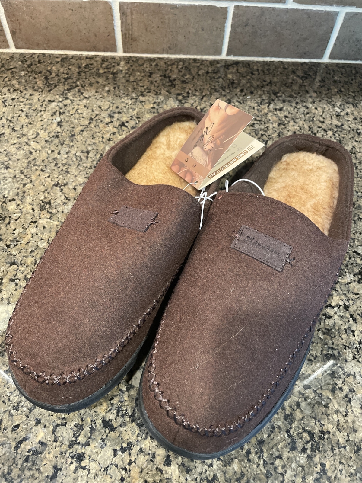 SAOLA pantofole uomo NUOVE NUOVE CON ETICHETTE taglia XL 13 14 ZIGZAGGER marroni foderate in pelliccia suola rigida bott