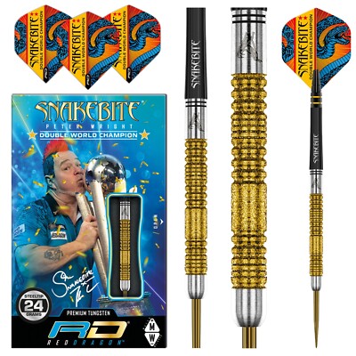 RED DRAGON™ Snakebite Tungsten Darts Set 20g 22g, 24g Peter Wright