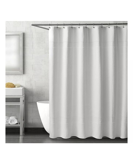 HAVEN Escondido 84" Long White Shower Curtain 100 Organic Cotton Waffle