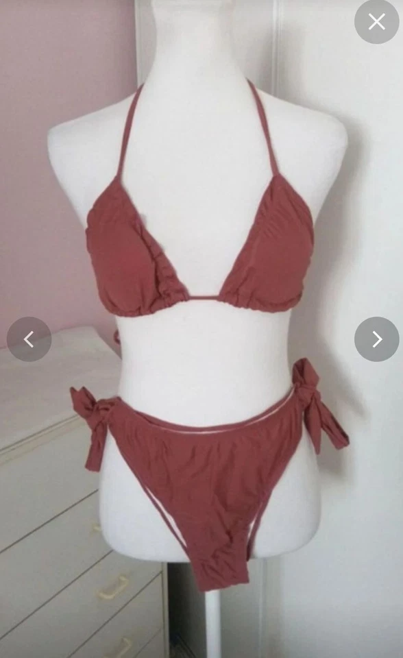 Maillot De Bain Bikini Deux Pièces Marron Femme Taille 38 , M 💛 - Photo 2/4
