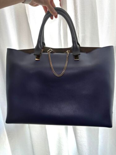 Chloe Bailey Tote Bag Leather Navy Authentic F0312180 - 第 1/13 張圖片