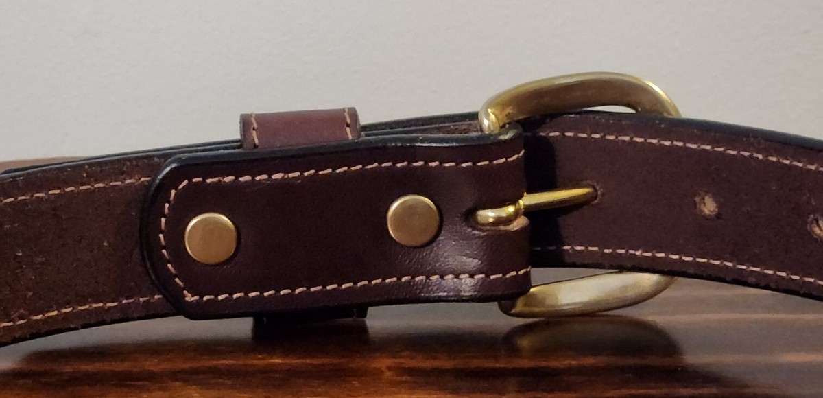 Orvis English Bridle Leather Belt 34 Brass Buckle Fly 