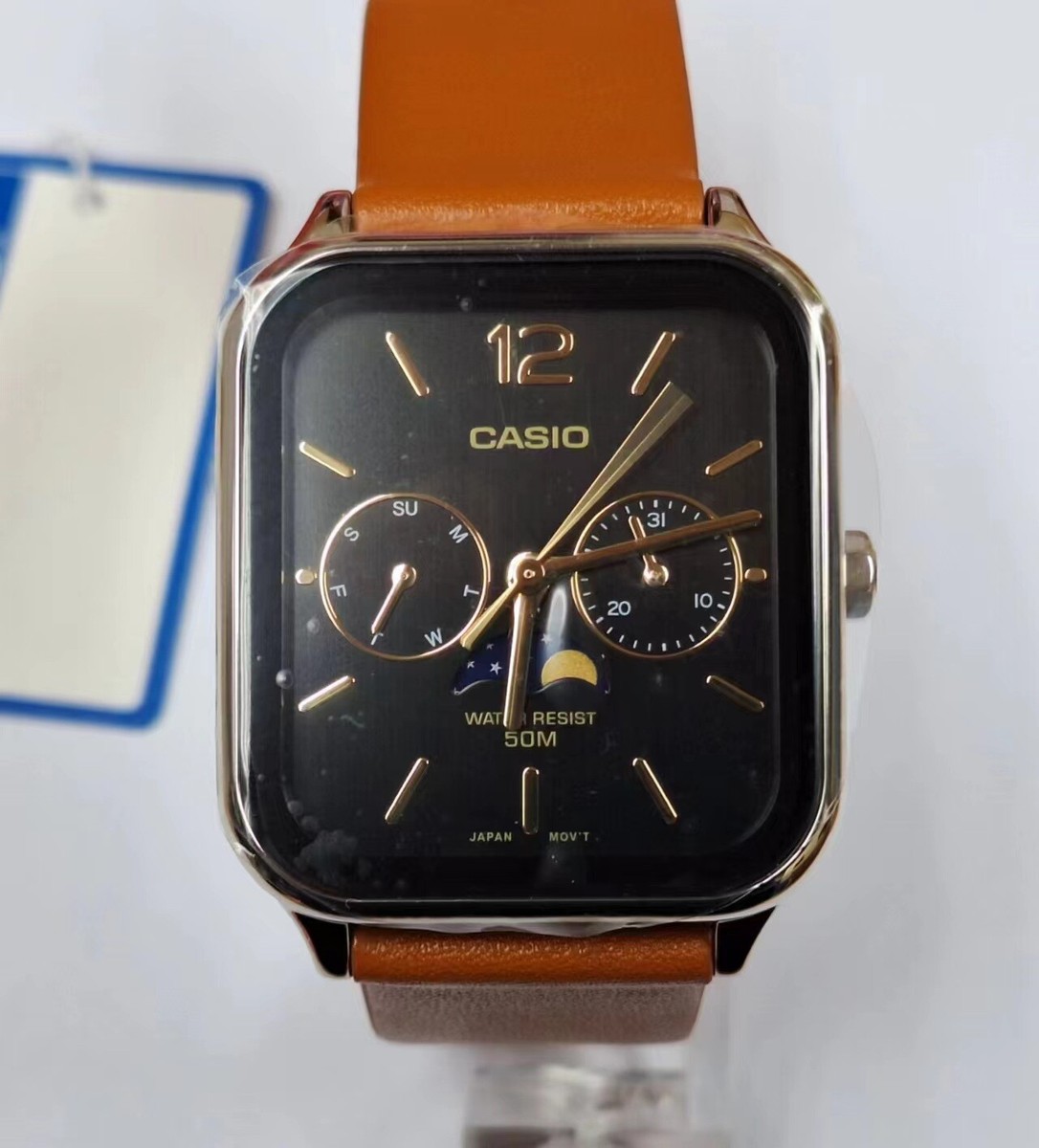Casio MTP-M305L-1A Moon Phase Quartz Brown Leather Band