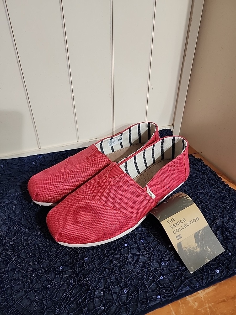 TOMS NWT Womens Alpargata Loafer Flat Size Color Apple Red Heritage  Canvas