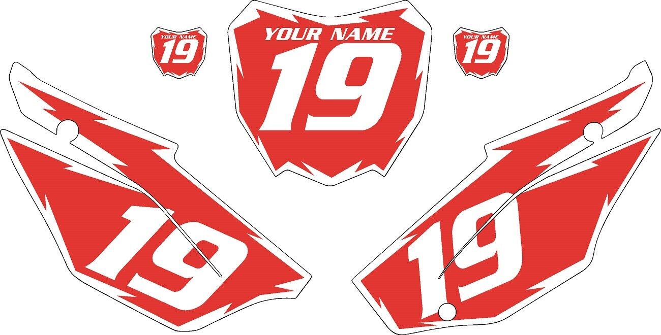 2019-2024 Honda CRF110 Custom Pre-Printed Red Backgrounds with White Shock 