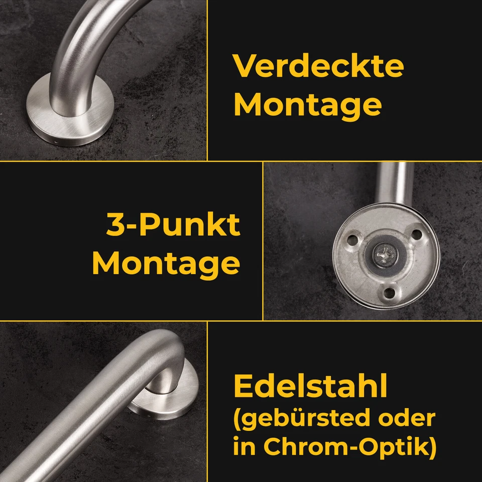 Haltegriff EDELSTAHL Bad Duschgriff Wandgriff Badewannengriff Griff Haltestange - Bild 2 von 4